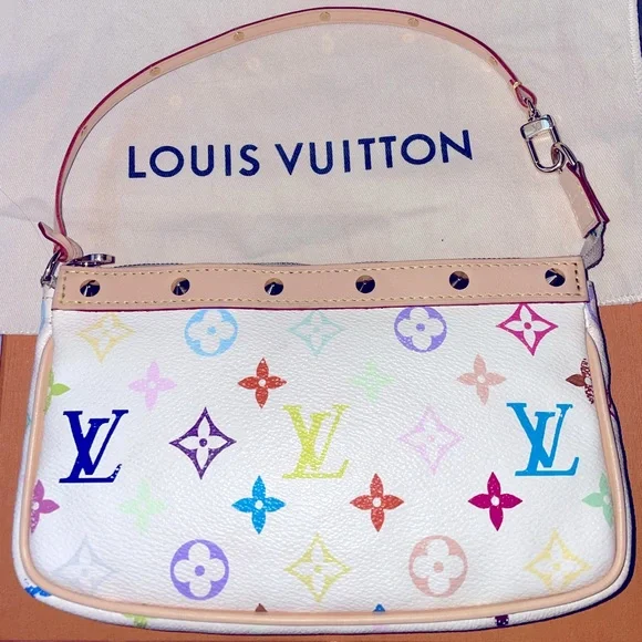 Authentic Louis Vuitton x Murakami Multicolor Pochette White NEW RE-LEATHER! - Picture 2 of 7
